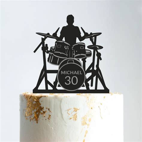 Drummer Cake Topper Birthdaymusician Birthday Drum Cake Topper