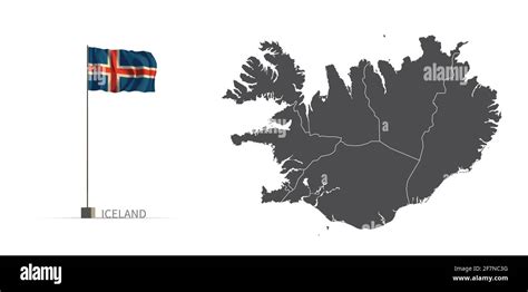 Mapa de Islandia Mapa gris del país y vector de la ilustración de la