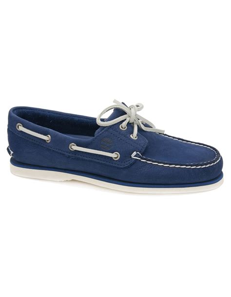 Timberland Classic 2 Eye Suede Boat Shoe Blue Shoes From Fields