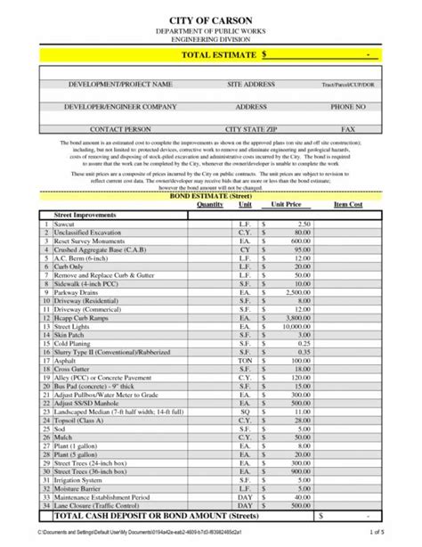 Free Printable Contractor Bid Forms | Template Business