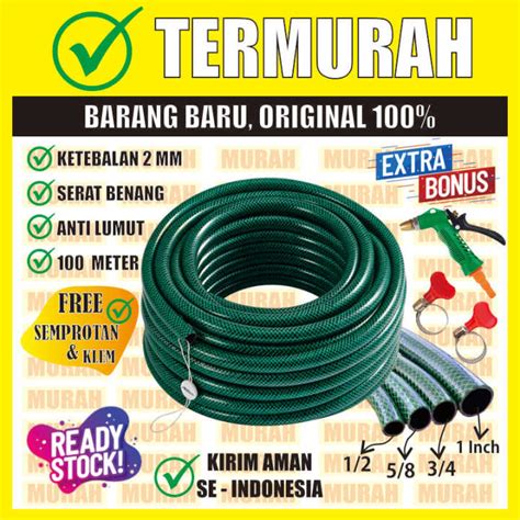 PROMO SELANG AIR 1 ROLL 100 METER 1 2 5 8 3 4 INCH BENANG HIJAU ANTI