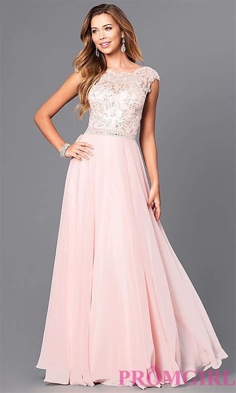 Image Of Long Pastel Prom Dress With Illusion Lace Bodice Style Dq 9675 Front Image Dresses