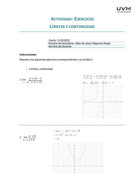 Act Arr Calculo Actividad Ejercicio L Mites Y Continuidad Fecha