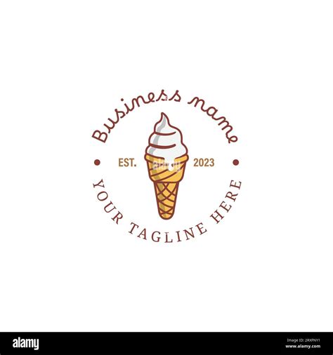 Ice Cream Logo Design Illustration Vector Ice Cream Cone Cartoon Icon