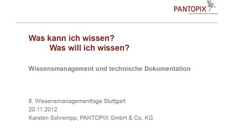 Wissensmanagement Und Technische Dokumentation PANTOPIX