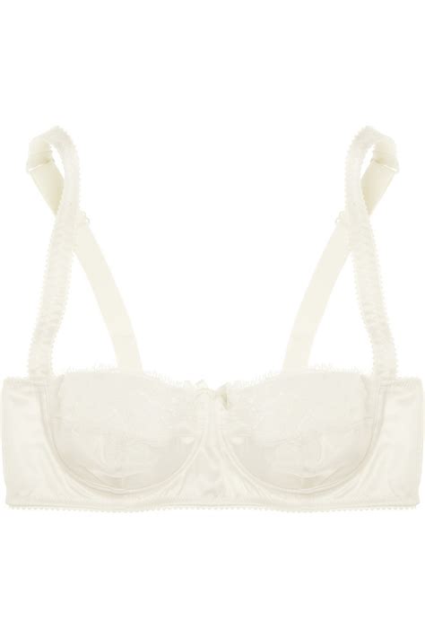 Lyst Dolce And Gabbana Lace Trimmed Stretch Silk Satin Balconette Bra