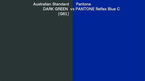 Australian Standard Dark Green G61 Vs Pantone Reflex Blue C Side By