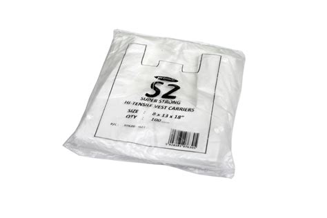 S2 HIGH TENSILE WHITE VEST CARRIER BAGS 7 5 X 13 X 18 Pack Of 1000