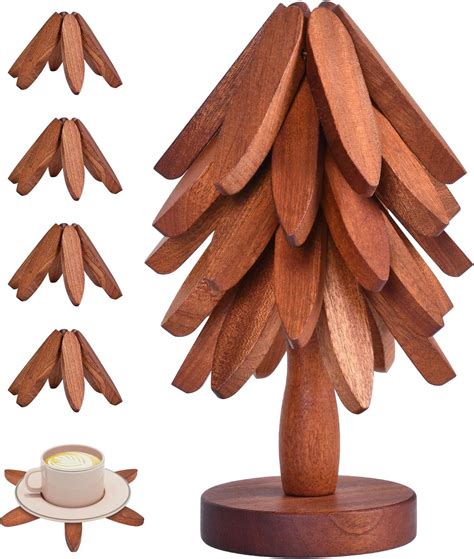 Amazon Wooden Tree Trivet Set Heat Resistant Trivets For Hot Dishes Pots Pans Folds