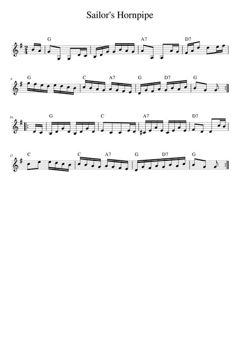 Sailors Hornpipe Sheet Music For Piano Solo Easy