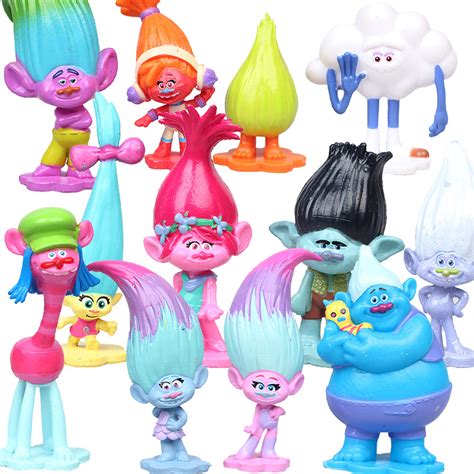 12 Pieces Trolls Poppy Branch Miniature Anime Figures Kids Toys Kit