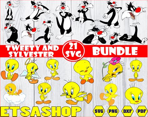 Tweety And Sylvester Svg Bundle Looney Tunes Svgpngdxf Disney Svg