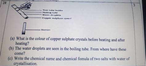 A What Is The Colour Of Copper Sulphate Crystals Before Heating And Aft