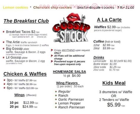 Online Menu of Gossip Shack Restaurant, Austin, Texas, 78723 - Zmenu