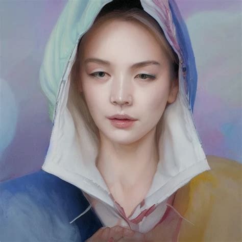 White Windbreaker Night High Detail Face Oil Painting Ruan Jia W