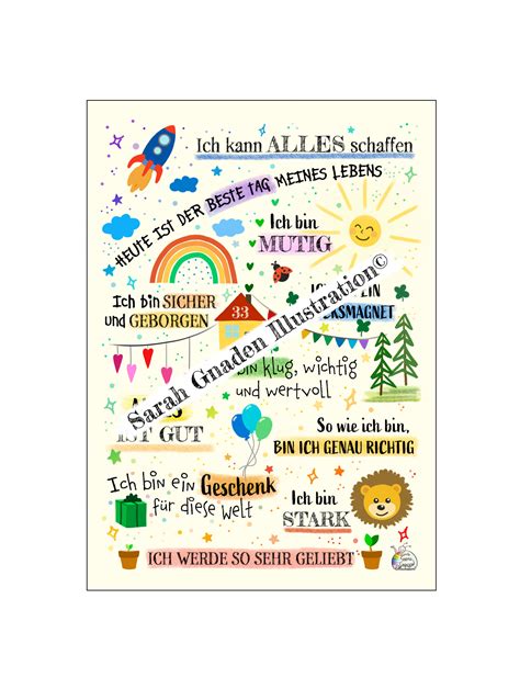 Affirmationsposter F R Kinder Rainbow Classic Sarah Gnaden Illustration