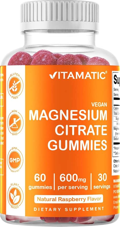 Vitamatic Magnesium Citrate Gummies Mg Per Serving Vegan