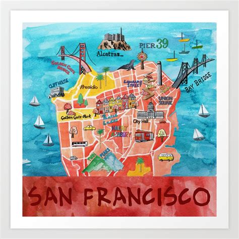 San Francisco neighborhood art print FRAMED, San Francisco map art, San ...