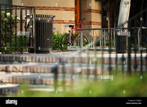 Bicycle On Rack At Ucla Campus West Los Angeles California Usa Stock