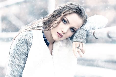 Wallpaper White Women Outdoors Model Long Hair Snow Winter Fashion Spring Girl Beauty