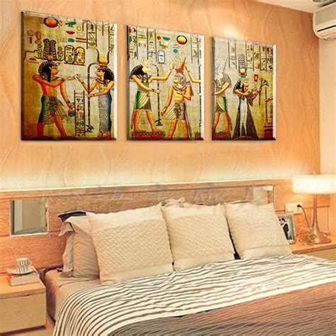 3 Panel Pharaoh Egyptian Decor Modern Abstract Canvas Painting Art