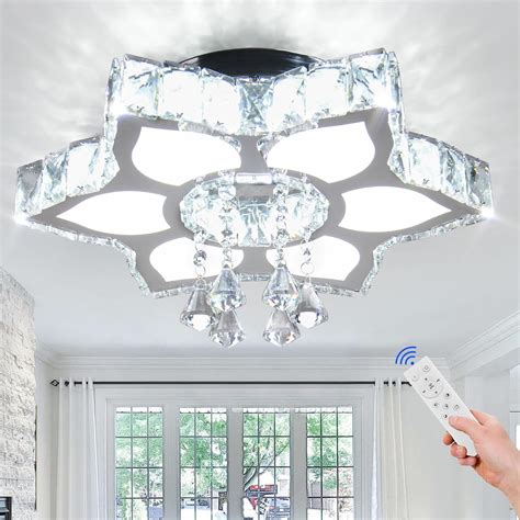 Cainjiazh Chandelier LED Crystal Ceiling Light 16.1 Dimmable Flower ...