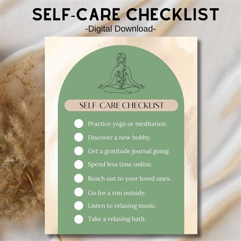 Printable Self Care Routine Checklist Self Care And Wellness Digital