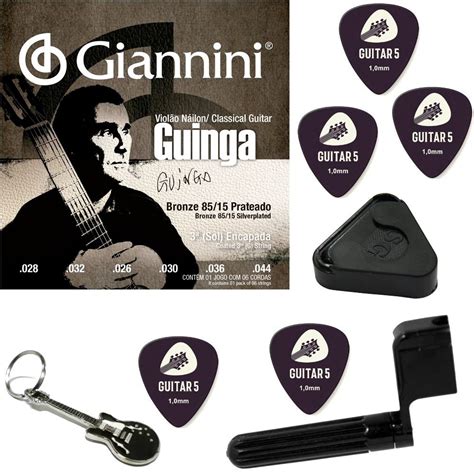 Cordas Violão Nylon Giannini Guinga Tensão Pesada SSCGG Kit de