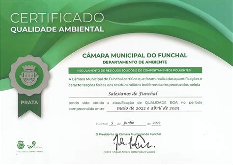 Salesianos Do Funchal Renovam Certificado De Qualidade Ambiental