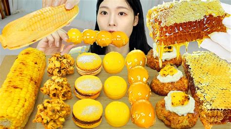 Asmr Mukbang 노란색 디저트 아이스크림 마카롱 젤리 먹방 And 레시피 Dessert Ice Cream Macarons