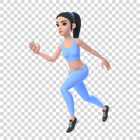 Personaje De Dibujos Animados Mujer En Ropa Deportiva Corriendo Aislada