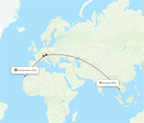 All Flight Routes From Bangkok To Puerto Del Rosario BKK To FUE