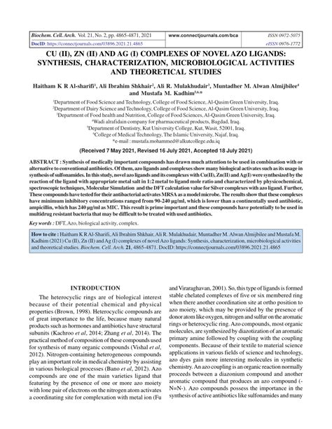 Pdf Cu Ii Zn Ii And Ag I Complexes Of Novel Azo Ligands Synthesis Characterization