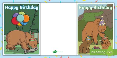 Bear Birthday Cards Teacher Made Twinkl