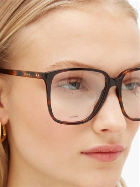 Celine Eyewear Oversized Tortoiseshell Effect Acetate Glasses