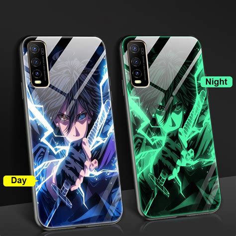 Anime Naruto Sasuke Luminous Tempered Glass Case Vivo Y20s G Y12s 2021