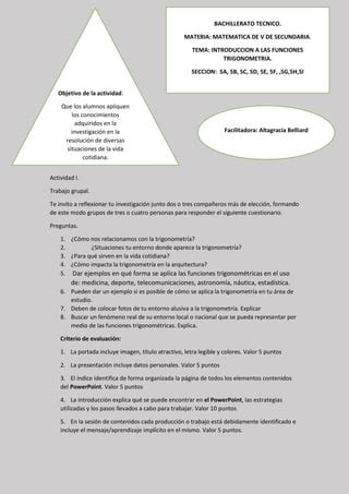 Trabajo Grupal De Trigonometria Pdf