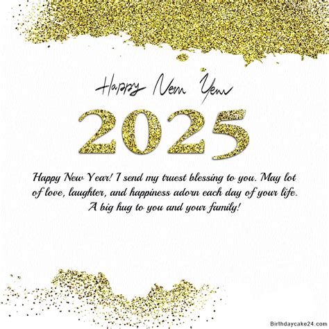 Glitter Gold Greeting Card Happy New Year 2025