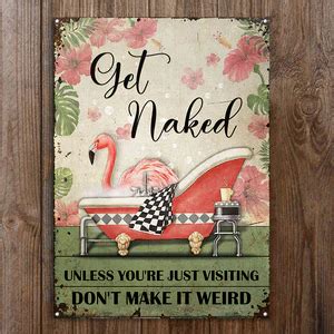 Flamingo Get Naked Customized Classic Metal Signs Metal Signs Flamingo Flamingo Decor