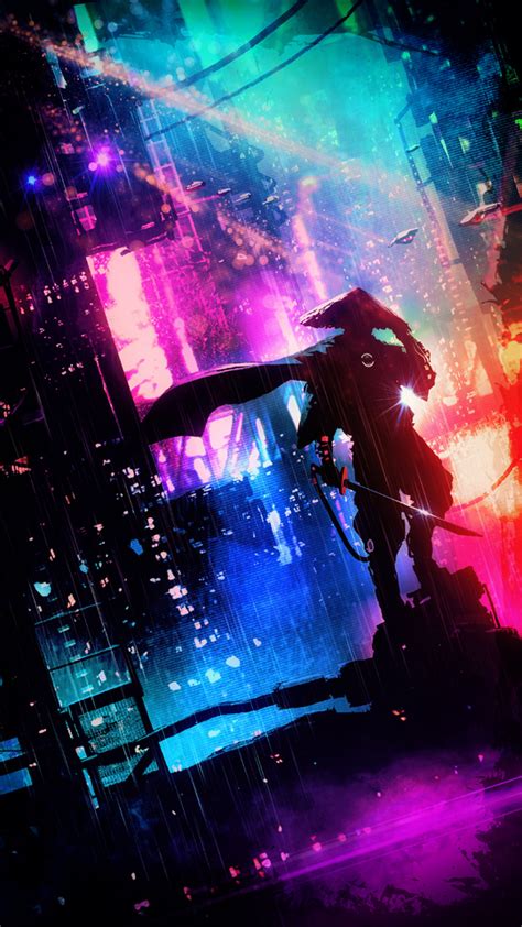 X Samurai In Neon City Wallpaper X Resolution Hd K