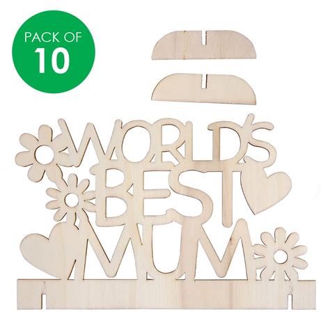 Wooden Worlds Best Mum Plaques Pack Of 10 Cleverpatch