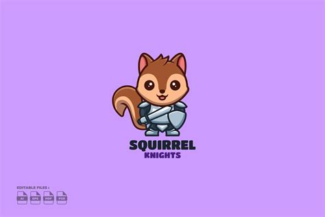 Knight Squirrel Cute Mascot Logo MasterBundles