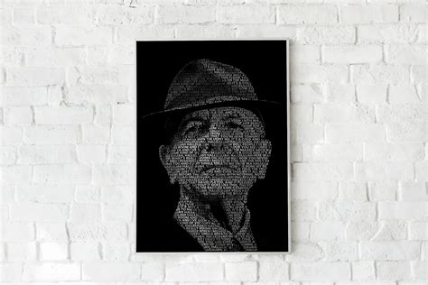 Leonard Cohen, Hallelujah Lyrics, Text Portrait, Music Wall Art, Poster ...