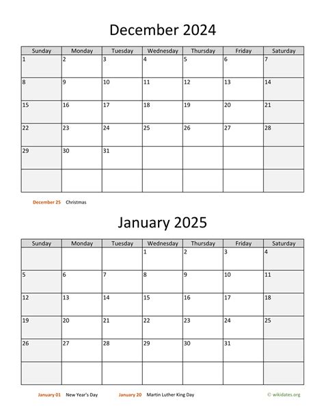 Printable Calendar December January