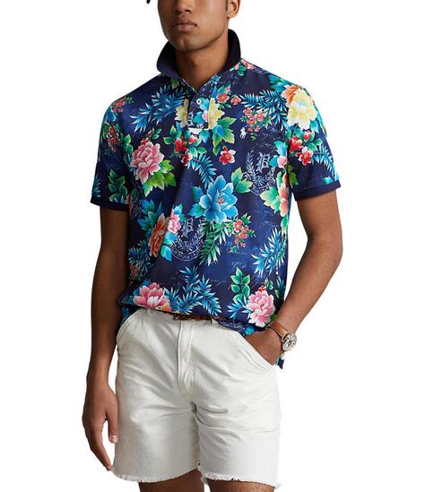 Polo Ralph Lauren Classic Fit Floral Mesh Short Sleeve Polo Shirt