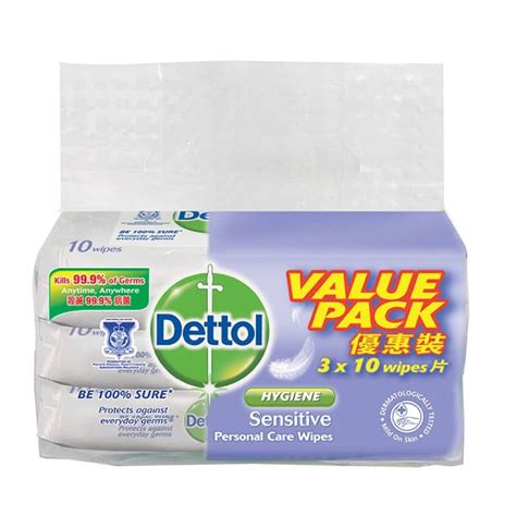 Dettol Anti Bacterial Wet Wipes Sensitive 10s X 3 Pack Cotton And Paper Watsons Singapore