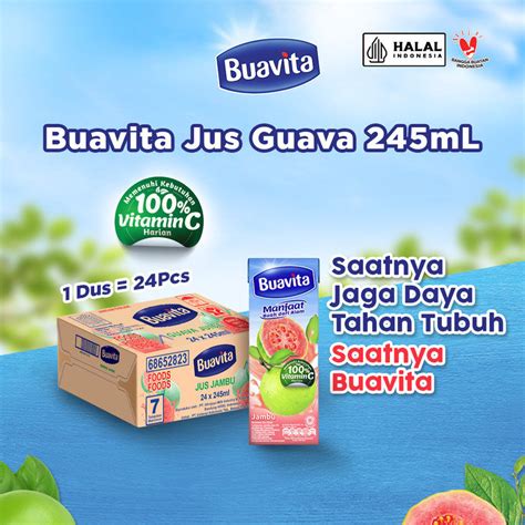 Jual Buavita Juice Jus Kemasan Rasa Buah Asli Jambu 245ml X 24 Pieces