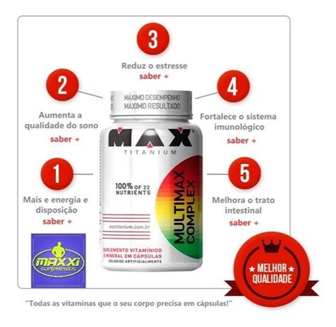 Multivitamínico Multimax Complex 90 Cápsulas Max Titanium MercadoLivre