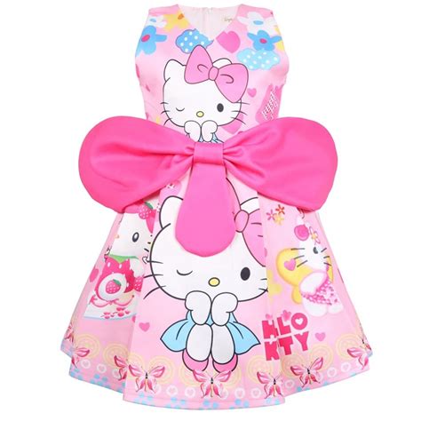 Girls Dress Summer Hello Kitty Dresses For Girls Birthday Gift Party Performance Clothing ...