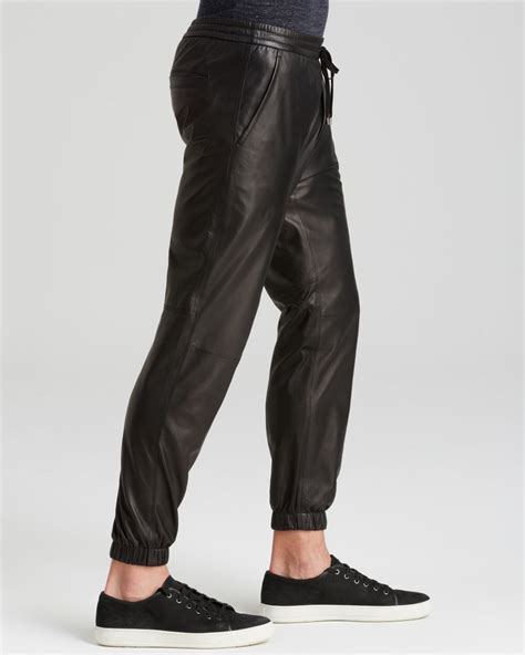 Vince Slim Fit Lamb Leather Jogger Pants In Black For Men Lyst